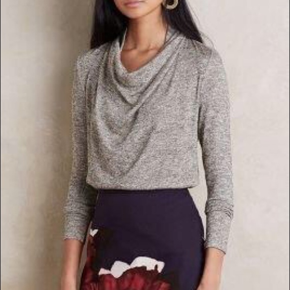 Anthropologie shimmer cowl neck sweater